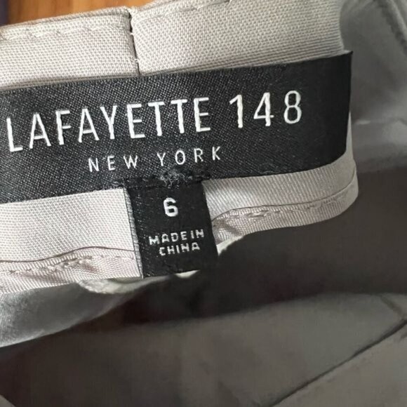 Lafayette 148 New York grey cotton ankle trousers pants size 6 side zip - Picture 7 of 11